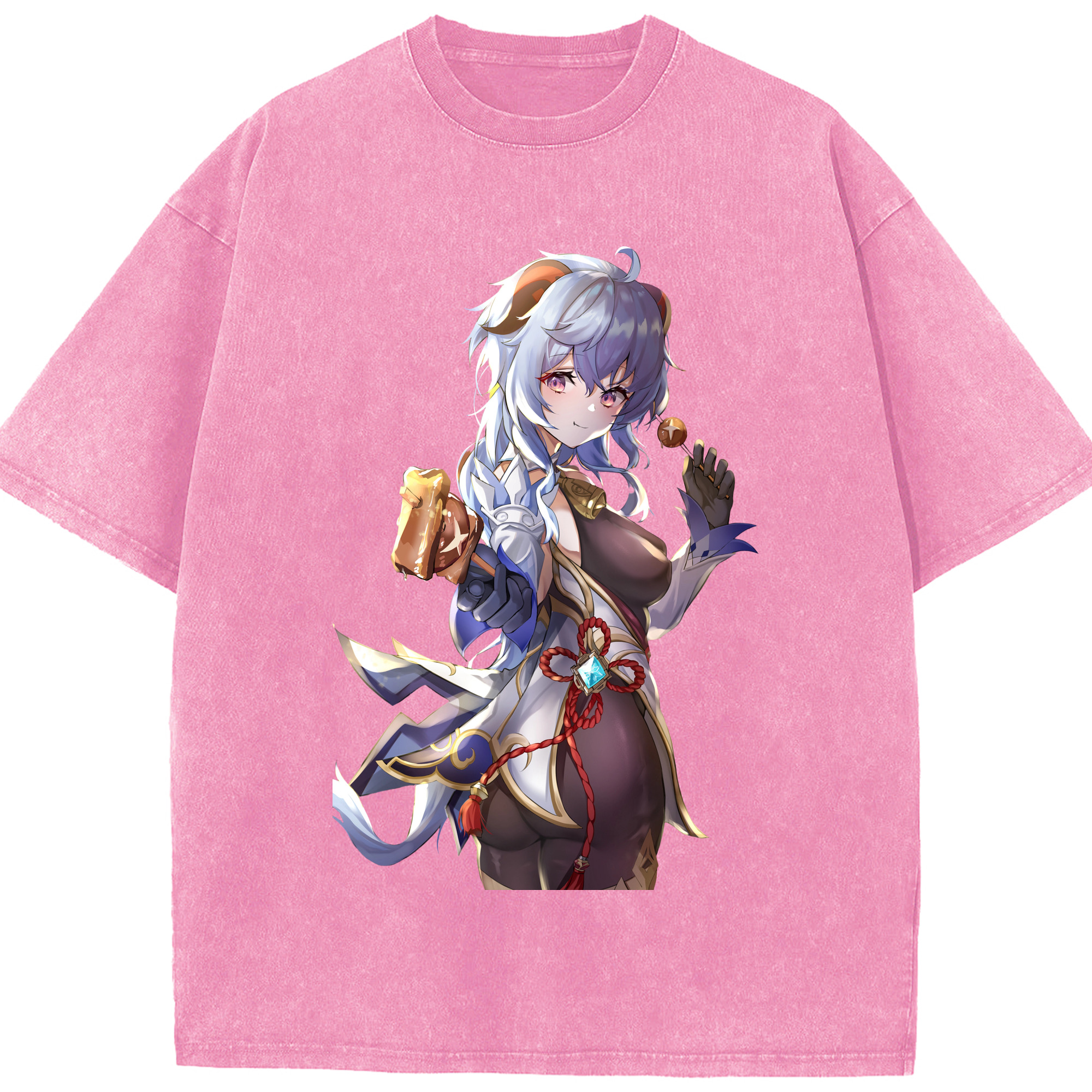 げんし神 甘雨 かんう genshin Ganyu 綿100% ヴィンテージ風 半袖Tシャツ（フロントプリント）